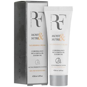 کرم آبرسان آر.اف رویال فم مدل Moist & Nutri مناسب پوست خشک و حساس حجم 50 میلی لیتر
