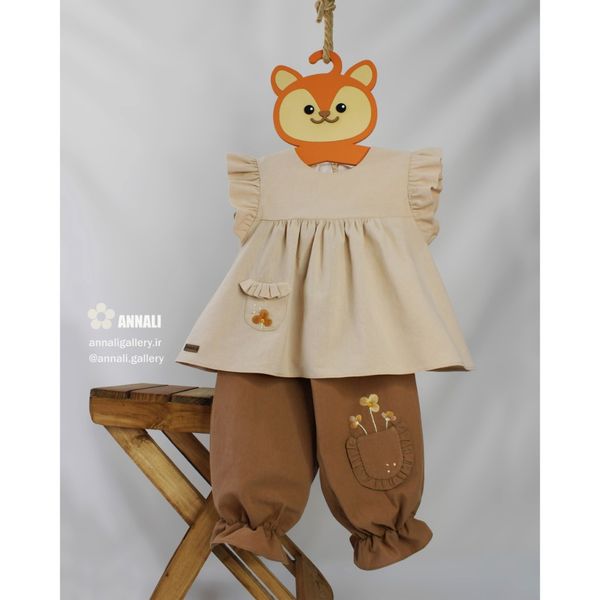 تاپ شلوار ماهنی رنگ کرم قهوه ای