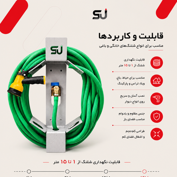 شلنگ جمع رنگ نقره ای استیل آپ