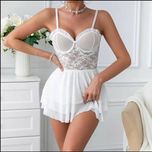 لباس خواب فانتزی فنردار دامن دو طبقه ای کد 2061