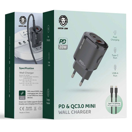 شارژر دیواری گرین لاین مدل PD & QC3.0 Mini