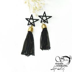 گوشواره ستاره آویز دار رنگ ثابت کد 7049