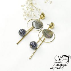 گوشواره آویز حلقه ای رنگ ثابت کد 7053