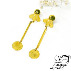 گوشواره رنگ ثابت با آویز دایره کد 7055