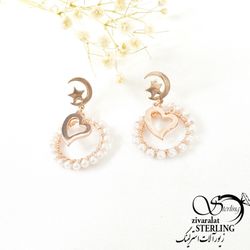 گوشواره مرواریدی قلب دار کد 7057