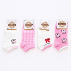 پک 4 عددی جوراب نخ پنبه صورتی