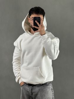 هودی ساده پنبه سفید شیری