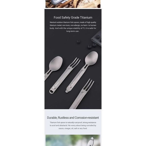 قاشق و چنگال سفری نکس تول مدل Titanium Tableware