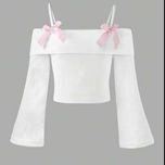 کراپ یقه قایقی آستین کلوش پاپیونی