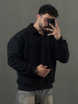 نیم زیپ سه نخ بیسیک مشکی
