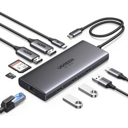 هاب 10 پورت USB-C یوگرین مدل CM639-15534 با پشتیبانی از 8K@30Hz