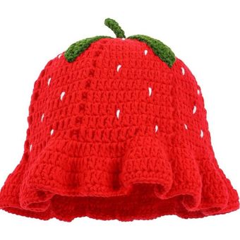 کلاه بافتنی طرح توت فرنگی