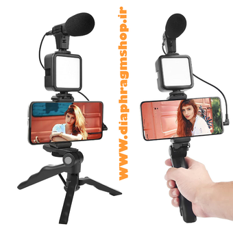 کیت تولید محتوا فیلمبرداری خبرنگاری مدل AY-49 با میکروفون و لرزش گیر