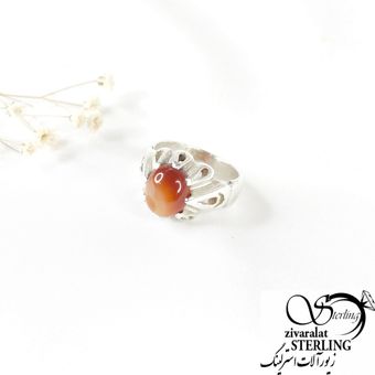 انگشتر نقره با سنگ عقیق و رکاب اشکی کد 7216