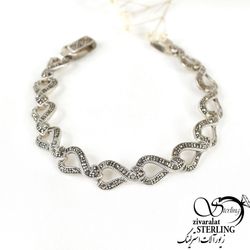 دستبند زنانه سیاه قلم عیار925 نگین دار کد 7303