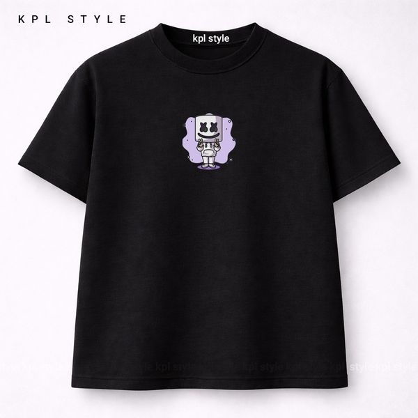 تیشرت آستین کوتاه باکسی طرح مارشمالو 100٪ پنبه | کد 1367