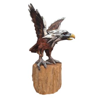 مجسمه چوبی مدل عقاب طرح نشسته بر چوب کد THAI