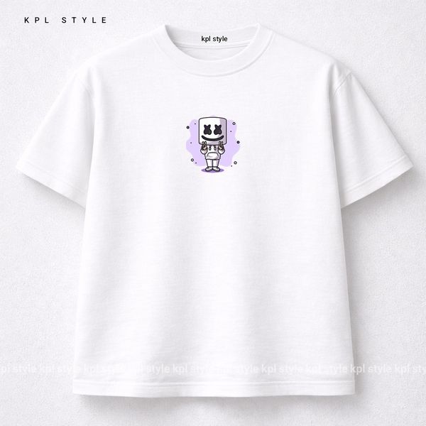 تیشرت آستین کوتاه باکسی طرح مارشمالو 100٪ پنبه | کد 1367