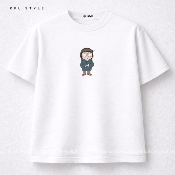 تیشرت باکسی دخترانه 100٪ پنبه با چاپ مینیمال| کد 1328