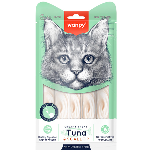بستنی گربه‌ی ونپی با طعم ماهی تن و گوش ماهی / Wanpy cat creamy treat with tuna and Scallops