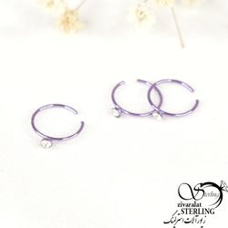 پیرسینگ بینی تک نگین بنفش برند استیل کد7705