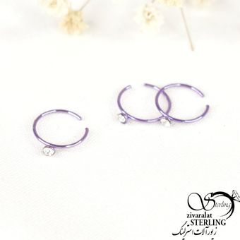 پیرسینگ بینی تک نگین بنفش برند استیل کد7705