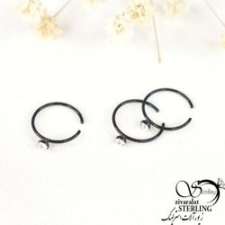 پیرسینگ بینی مشکی استیل نگین دار کد7707