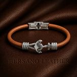 دستبند مردانه مدل تاج شب چرم طبیعی کد 3010