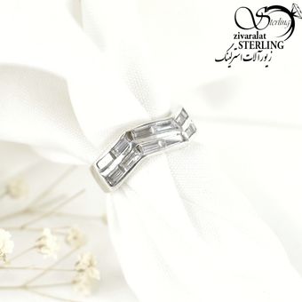 حلقه نقره (انگشتر) زنانه نگین زیگ زاگ کد 7914