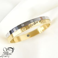 دستبند النگویی کارتیر استیل مردانه دورنگ کد 7932