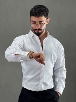 پیراهن دوسین آستین بلند سفید