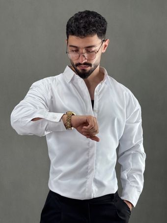 پیراهن دوسین آستین بلند سفید