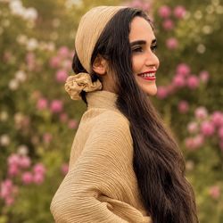 هدبند ساده نخی پلیسه پشت کش