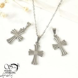 پلاک صلیب طرح دار برند استیل کد 7954