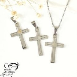 پلاک اسپرت صلیب تو در تو استیل کد 7956