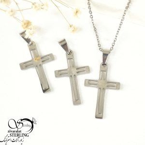 پلاک اسپرت صلیب تو در تو استیل کد 7956