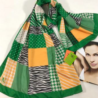 شال نخی پیچازی میکس سبز و مشکی و خردلی