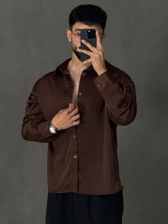 پیراهن ساتن زارا شکلاتی