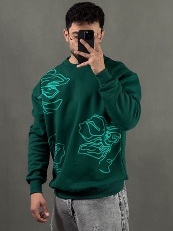 دورس پنبه سه نخ طرح گل 2035 سبز