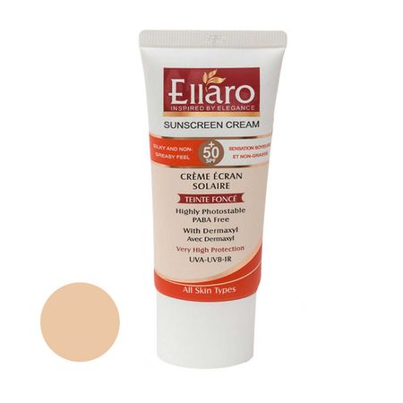 کرم ضد آفتاب رنگی الارو مدل SPF50 محافظ UVA ،UVB، ضد چروک، مناسب انواع پوست حجم 50 میلیلیتر