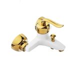 ست 6 تکه مدل قاجاری سفیدطلایی + دوش دوکاره استیل (5 سال گارانتی شیرآلات + ارسال رایگان)