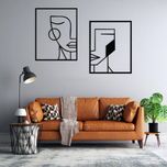 استیکر دیواری طرح صورتک مینیمال مجموعه 2 عددی