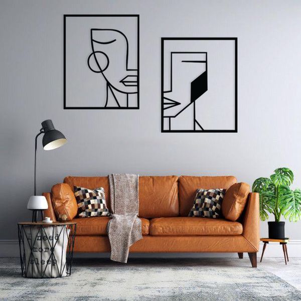 استیکر دیواری طرح صورتک مینیمال مجموعه 2 عددی