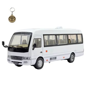 ماکت مدل مینی بوس تویوتا کاستر فلزی سانروف چراغدار موزیکال عقب کش Toyota Coaster Bus