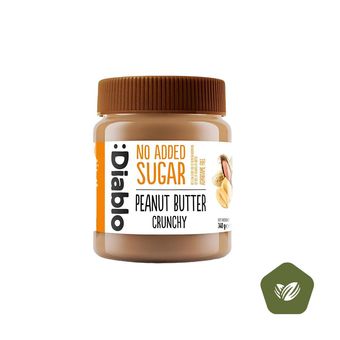 کره بادام زمینی دیابلو با تکه‌های بادام زمینی بدون شکر افزوده Diablo Peanut Butter Crunchy وزن 340 گرم