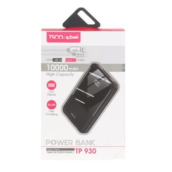 پاوربانک (فست شارژ) TSCO 22.5W 10000mAh مدل TP 930 - مشکی