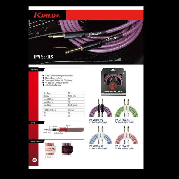 KIRLIN CABLE IPW-201-/3M (1/4 MONO STRAGHT)