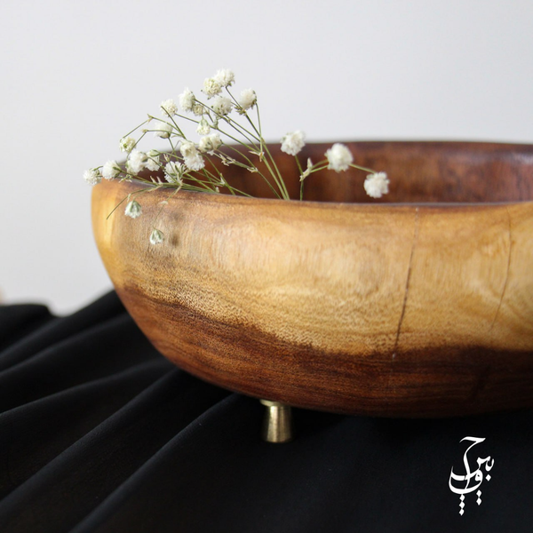 ظرف چوب طبیعی کهور با پایه فلزی