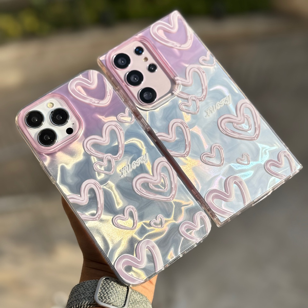 قاب قلب صدفی صورتی /  آیفون ، سامسونگ ، شیائومی / (کدC1838)