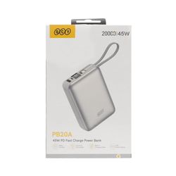 پاوربانک PD و فست شارژ QCY 20000mAh مدل PB20A 45W - نقره ای (گارانتی 18 ماهه شرکتی)